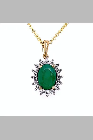 vivance collection Kettenanhänger 0,25 ct Diamant Brillant Smaragd Anhänger aus 585 Gelbgold, Damen Gold Schmuck