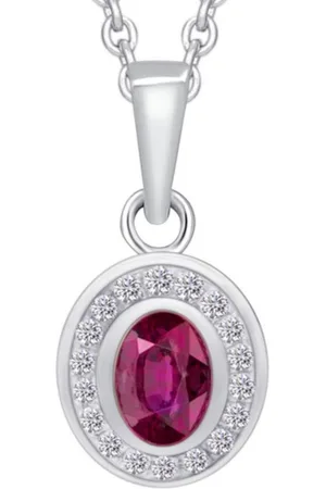 vivance collection Kettenanhänger 0,04 ct Diamant Brillant Rubin Anhänger aus 585 Weißgold, Damen Gold Schmuck
