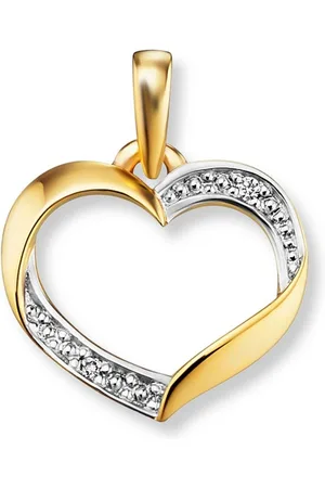 vivance collection Kettenanhänger 0.01 ct Diamant Brillant Herz Anhänger aus 585 Gelbgold, Damen Gold Schmuck Herz