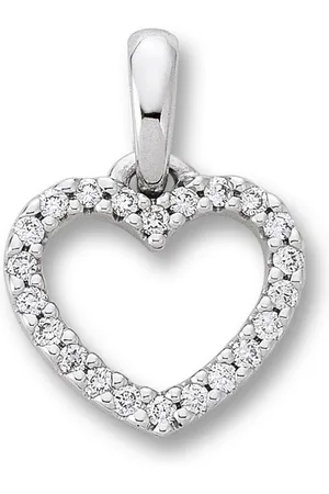 vivance collection Kettenanhänger 0.11 ct Diamant Brillant Herz Anhänger aus 585 Weißgold, Damen Gold Schmuck Herz