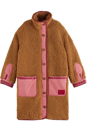 Scotch&Soda Langjacke Kinder lange Teddyjacke kuschelig warm braun rosa - Verkäufer: coolkids-store