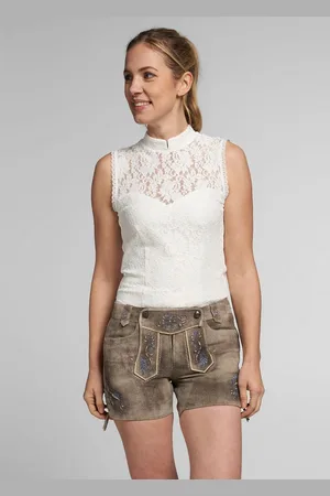 SPIETH & WENSKY Lederhose Alysa mit floralen Motivstickereien