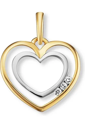 vivance collection Kettenanhänger 0.03 ct Diamant Brillant Herz Anhänger aus 585 Gelbgold, Damen Gold Schmuck Herz