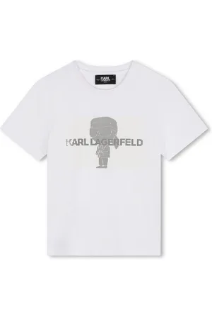 Karl Lagerfeld T-Shirt KIDS weiß T-Shirt iconic Karl Figur Logo Streifenoptik - Verkäufer: coolkids-store