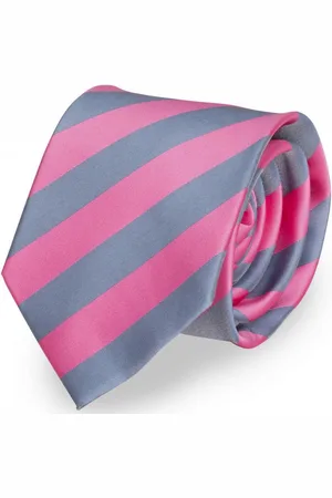 Fabio Farini Krawatte elegante Dunkelblaue Herren Schlips - Krawatten in 6cm (ohne Box, Gestreift) Breit (8cm), Grau/Rosa - Verkäufer: