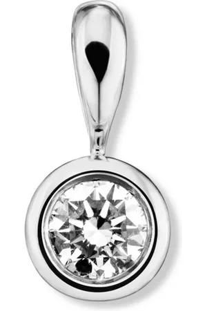 vivance collection Kettenanhänger 0.5 ct Diamant Brillant Zarge Anhänger aus 750 Weißgold, Damen Gold Schmuck Zarge