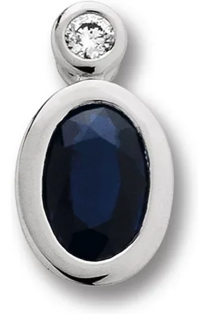 vivance collection Kettenanhänger 0.02 ct Diamant Brillant Safir Anhänger aus 585 Weißgold, Damen Gold Schmuck