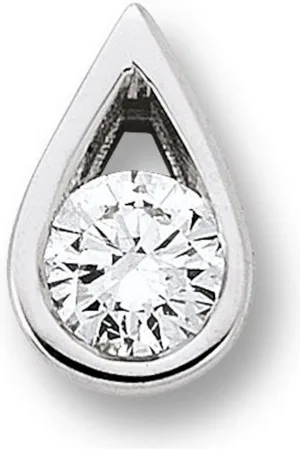 vivance collection Kettenanhänger 0.1 ct Diamant Brillant Tropfen Anhänger aus 585 Weißgold, Damen Gold Schmuck Tropfen