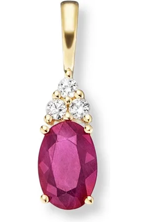 vivance collection Kettenanhänger 0.04 ct Diamant Brillant Rubin Anhänger aus 585 Gelbgold, Damen Gold Schmuck