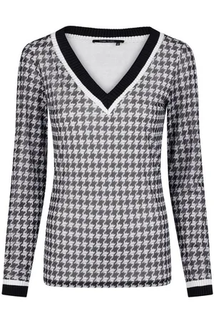 Marc Aurel Shirtbluse mit Hahnentrittmuster und Strickrippen - Verkäufer: