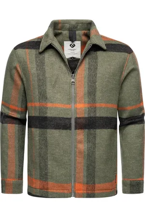 Ragwear Outdoorjacke Azzte Check stylische Herren Hemdjacke mit großem Karo-Muster