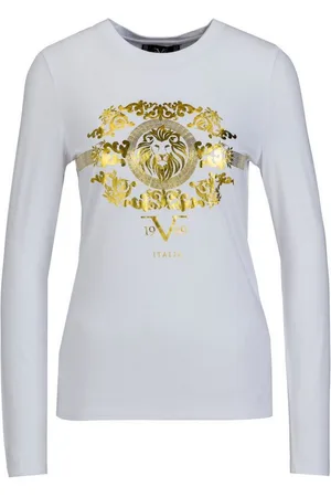 19V69 Italia Langarmshirt CARLIA Exklusives Damen Langarmshirt mit goldenem Löwen-Print - Verkäufer: Marco GmbH