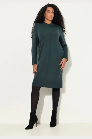 Ulla Popken Midikleid Strickkleid Rippstrickstreifen Stehkragen Langarm - Verkäufer: Popken Fashion Group