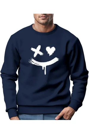 Neverless Sweatshirt Sweatshirt Herren mit Aufdruck Motiv Smile Print Rundhals-Pullover - Verkäufer: Akowi