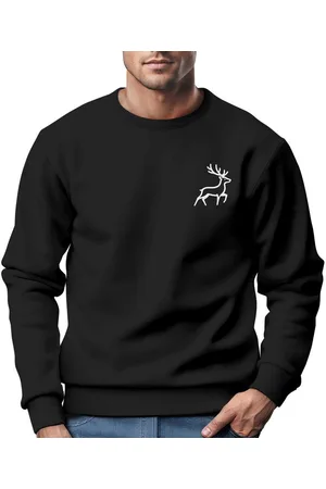 Neverless Sweatshirt Sweatshirt Herren Hirsch Wald-Tiere Print Logo Aufdruck Outdoor - Verkäufer: Akowi