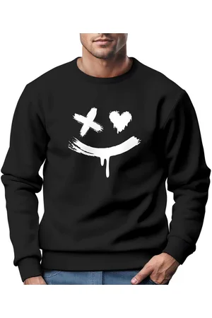 Neverless Sweatshirt Sweatshirt Herren mit Aufdruck Motiv Smile Print Rundhals-Pullover - Verkäufer: Akowi