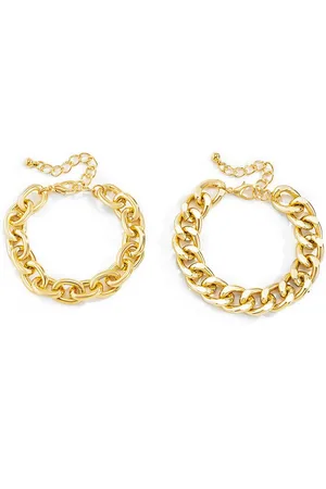 Karma Armband Set 2er Set Armbänder Damen Metall Gold Damenarmband modern (Gliederarmband Damenschmuck, 2-tlg., Armbandset modern), Goldarmband Damenschmuck Metallarmband - Verkäufer: Sanixa