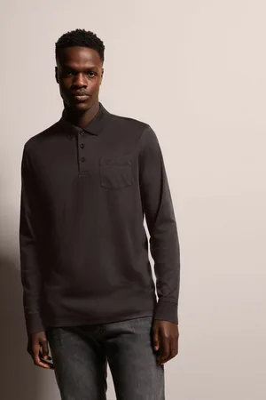 Bugatti Langarm-Poloshirt mit feiner zweifarbiger Strukturoptik