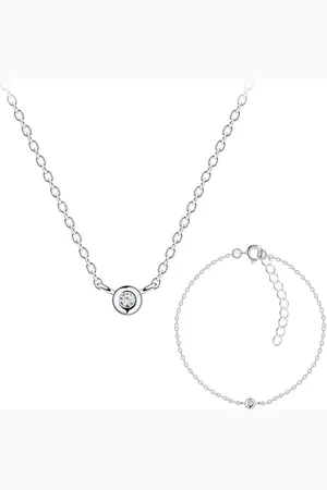 ALEXANDER YORK Schmuckset Kette mit Anhänger und Armband SOLITÄR weiß, 925 Sterling Silber - Verkäufer: