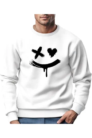 Neverless Sweatshirt Sweatshirt Herren mit Aufdruck Motiv Smile Print Rundhals-Pullover - Verkäufer: Akowi