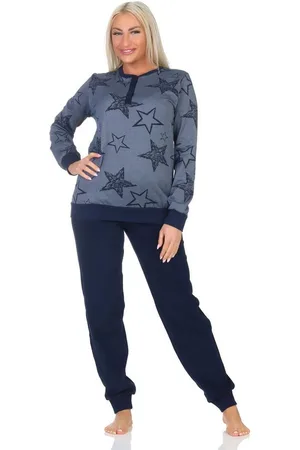 Normann Pyjama Damen langarm Frottee Pyjama mit Bündchen in Sterne Optik - Verkäufer: Fairway