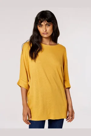 Apricot Rundhalsshirt Longshirt, (1-tlg) mit Fledermausärmeln - Verkäufer: