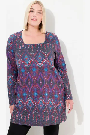 Ulla Popken Longshirt Longshirt gemustert A-Linie Carree-Ausschnitt - Verkäufer: Popken Fashion Group