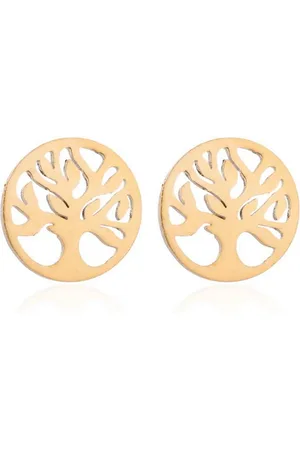 Karma Paar Ohrstecker Lebensbaum Roségold Schwarz Silber oder Gold 1 cm rund Damenohrstecker (Lebensbaumohrstecker Ohrringe Damenschmuck, Einfarbig Ohrsteckerset Ohrsteckerpaar), Edelstahlohrstecker modern verschiedene Farben - Verkäufer: Sanixa