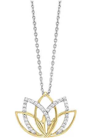JULIE JULSEN Kette mit Anhänger 925/- Sterling Silber teils vergoldet Lotusblüte Zirkonia