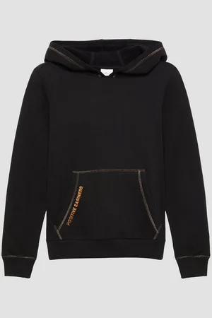 QS by s.Oliver Sweatshirt Kapuzensweatshirt mit Glitzergarnnähten und Folienprint - Verkäufer: