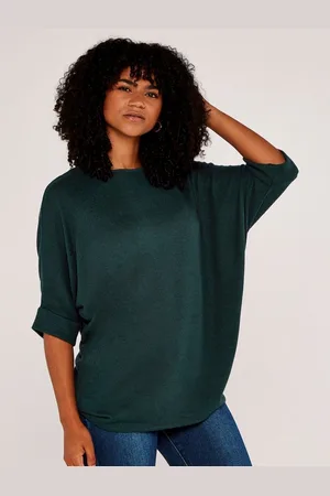 Apricot Rundhalsshirt Longshirt, (1-tlg) mit Fledermausärmeln - Verkäufer: