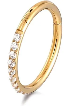 Karisma Piercing-Set Titan Gold G23 Hinged Segmentring Charnier/Conch Clicker Ring Piercing Ohrring Zirkonia Stärke 1,2mm - 10mm - Verkäufer: Schmuck