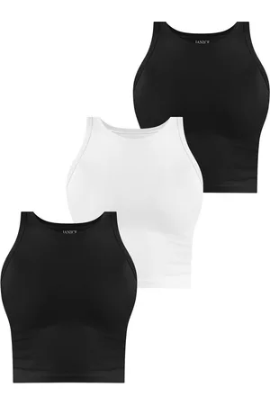 Janice Kurzarmshirt 3 x Damen crop Top hochgeschlossen Niah Kurzes Tanktop aus Baumwolle - Verkäufer: NORMANI