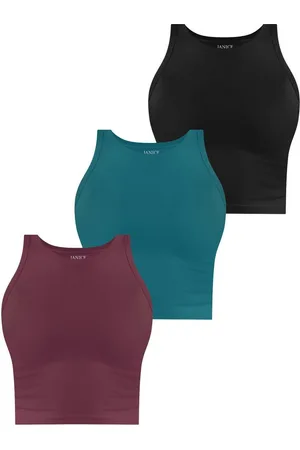 Janice Kurzarmshirt 3 x Damen crop Top hochgeschlossen Niah Kurzes Tanktop aus Baumwolle - Verkäufer: NORMANI