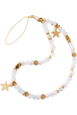 Bungsa Armband Handy-Kette Lanyard Perlen und Sterne Nylonband Damen (1 Armband, 1-tlg), Handyschmuck - Verkäufer: