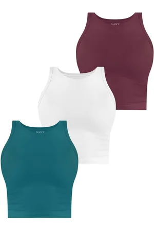 Janice Kurzarmshirt 3 x Damen crop Top hochgeschlossen Niah Kurzes Tanktop aus Baumwolle - Verkäufer: NORMANI