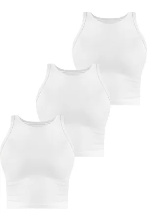 Janice Kurzarmshirt 3 x Damen crop Top hochgeschlossen Niah Kurzes Tanktop aus Baumwolle - Verkäufer: NORMANI