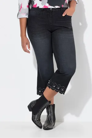 Angel of Style Regular-fit-Jeans 7/8-Jeans Flared Fit Lochstickerei 5-Pocket - Verkäufer: Popken Fashion Group