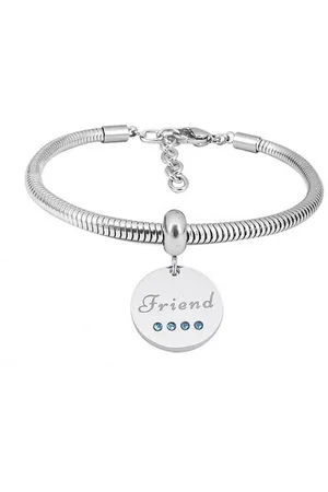 Bungsa Armband Armband Runde Schlangenkette mit Anhänger Silber aus Edelstahl Damen (1 Armband, 1-tlg), Bracelet Armschmuck - Verkäufer: