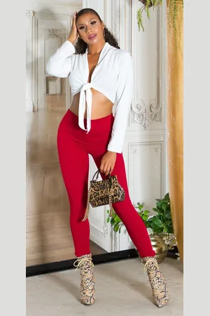 Koucla Highwaist Leggings Damenhose Basic, Stiefelhose einfarbig vielseitig kombinierbar - Verkäufer: Firstclass Trendstore