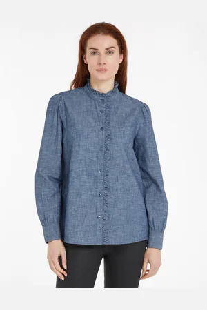 Tommy Hilfiger Shirtbluse CHAMBRAY RUFFLE RELAXED SHIRT mit Rüsche, Cahmbray Qualität