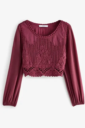 Next Langarmshirt Gestricktes Oberteil mit Web- und Häkeldetails (1-tlg) - Verkäufer: Germany GmbH