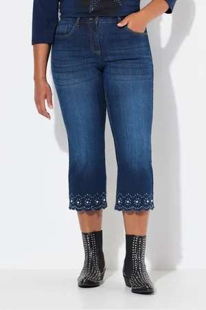 Angel of Style Regular-fit-Jeans 7/8-Jeans Flared Fit Lochstickerei 5-Pocket - Verkäufer: Popken Fashion Group