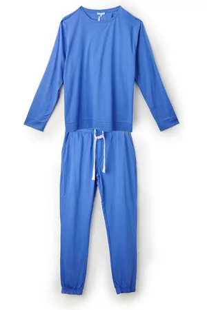 LOUIS & LOUISA Pyjama Herren Basic Pyjama blau, 100 % Baumwolle - Verkäufer: Louis und Louisa GmbH