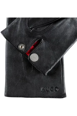 HUGO BOSS Lederhandschuhe Jaan mit Logo auf dem Knopf