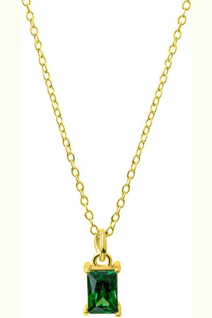 CELESTA Kette mit Anhänger 925/- Sterling Silber vergoldet Zirkonia grün
