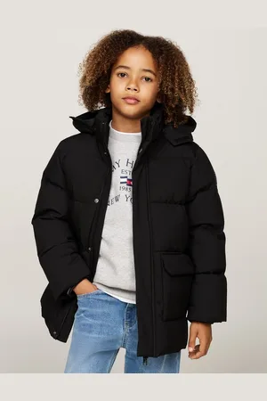 Tommy Hilfiger Steppjacke MONOTYPE RIBSTOP PUFFER JACKET mit Kontrast-Streifen, Logoschriftzug