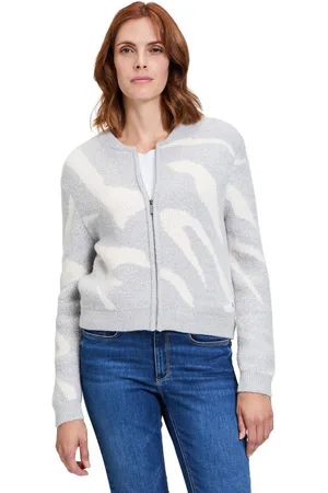 Betty & Co Strickjacke Betty & Co Strick-Cardigan mit Reißverschluss (1-tlg) Jacquard
