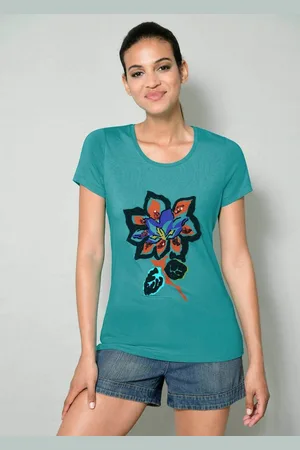 ALBA MODA Kurzarmshirt Shirt mit Blumenapplikation - Verkäufer: Premio Fashion GmbH