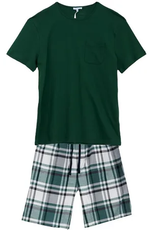 LOUIS & LOUISA Pyjama Herren Flanell Short-Set grün, 100% Baumwolle - Verkäufer: Louis und Louisa GmbH